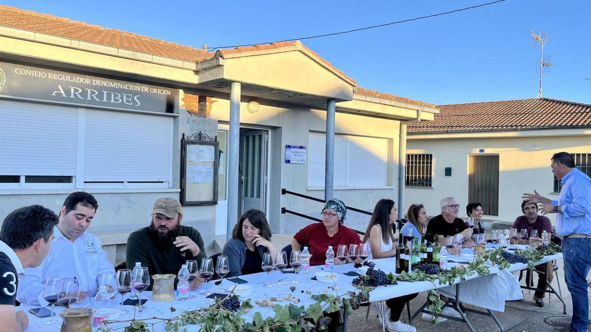 Jurado profesional que cató los 39 vinos caseros de Arribes presentados al certamen. | Cedida