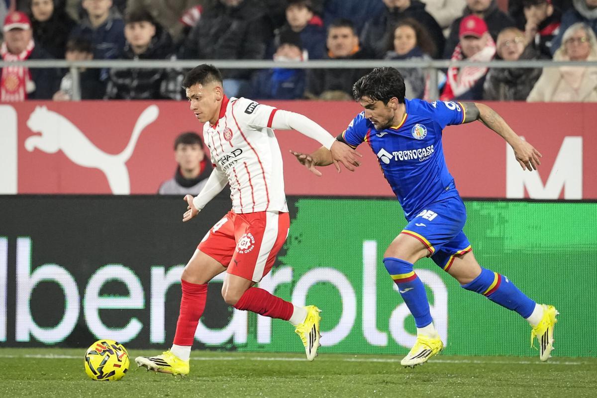 Claudio Echeverri, en su debut con el Girona ante el Getafe