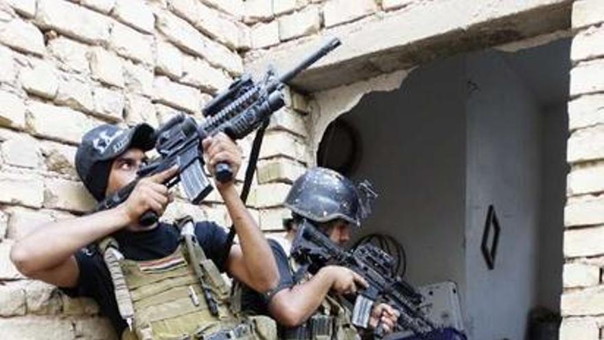 Soldados iraquíes de operaciones especiales en Ramadi.