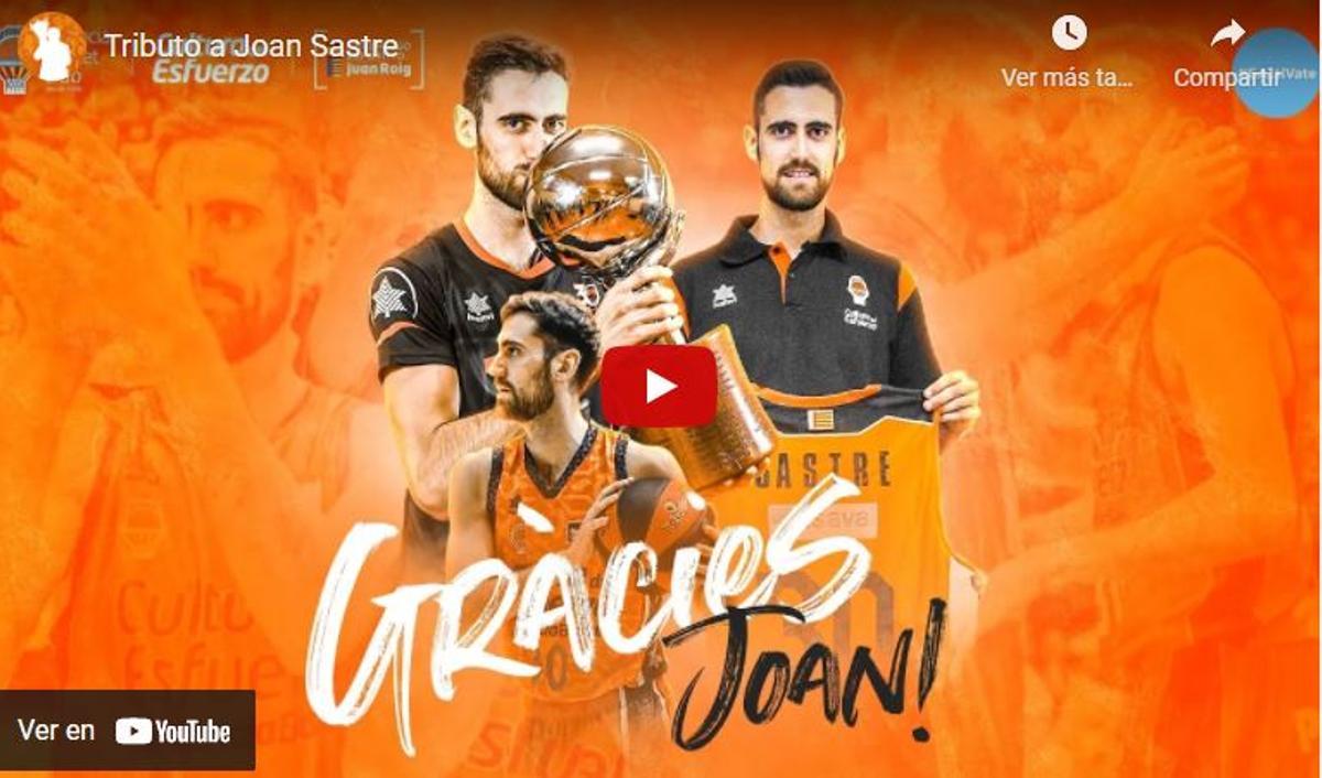 Tributo del Valencia Basket a Joan Sastre.
