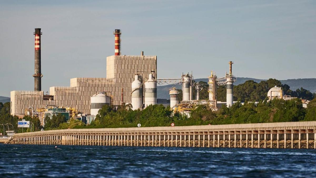 La planta de Ence en la ría de Pontevedra.