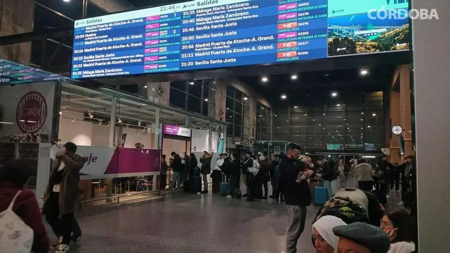 Colas en la estación de trenes de Córdoba tras el corte del tráfico ferroviario por el accidente de Adamuz