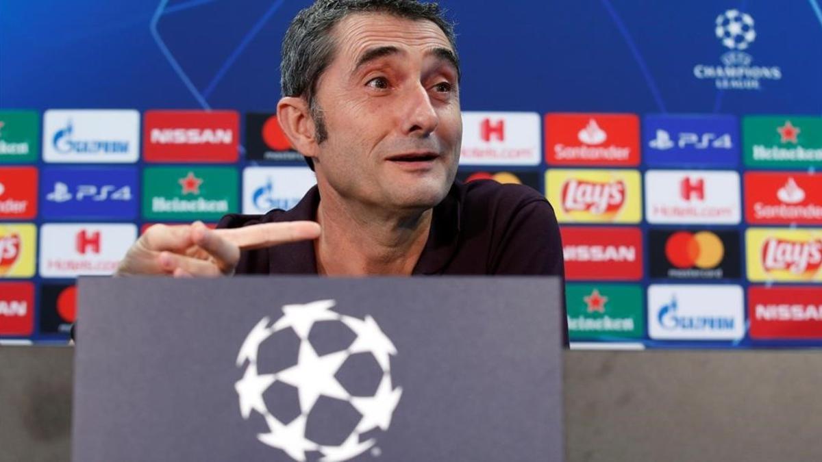 Ernesto Valverde, en la rueda de prensa previa al Barça-Inter.