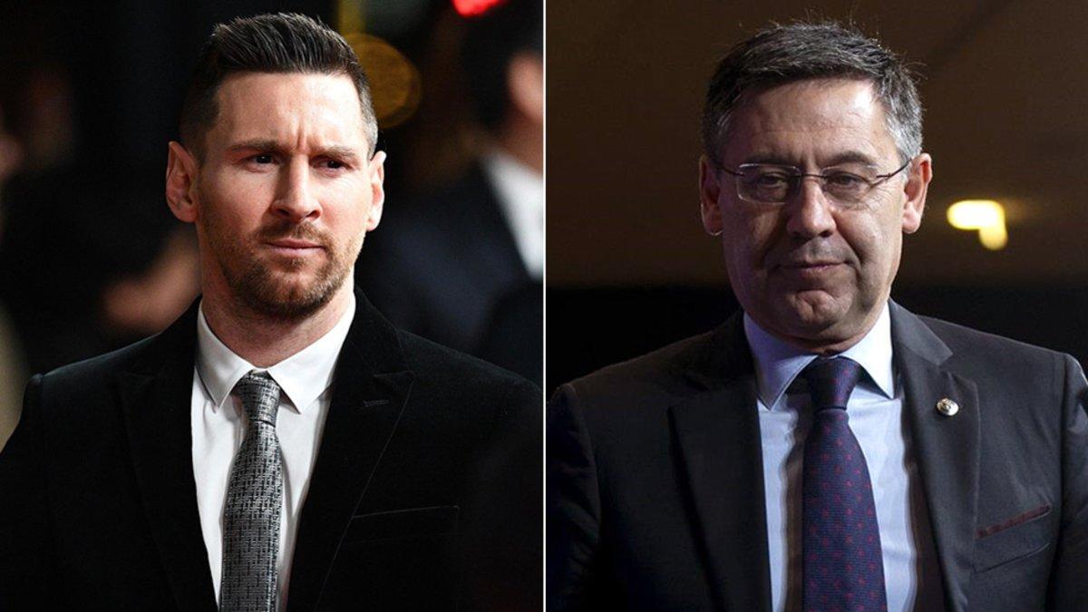 Leo Messi y el presidente del Barça Josep Maria Bartomeu