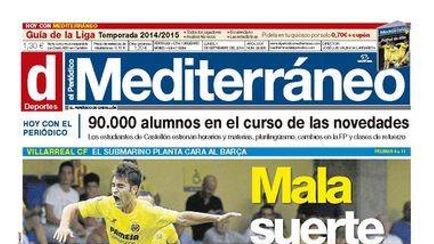 Mala suerte, portada del suplemento deportivo de El Periódico Mediterráneo