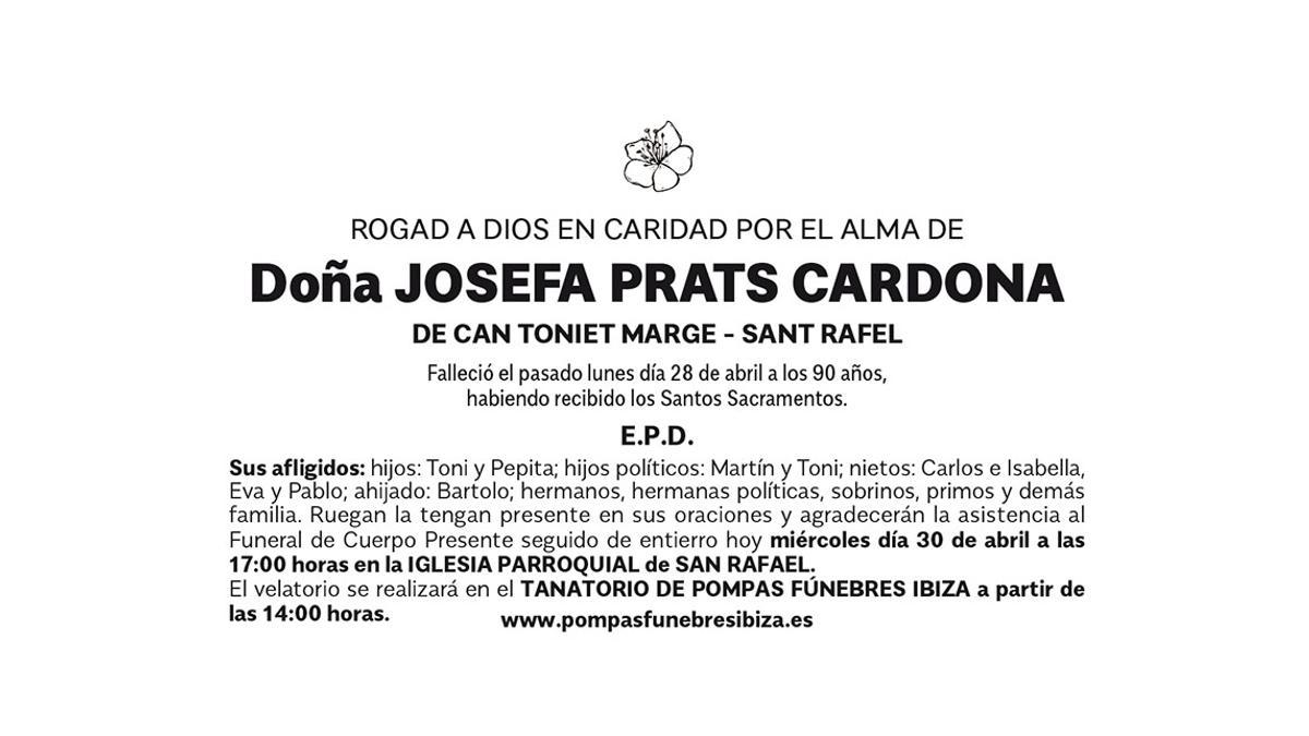 Esquela Josefa Prats Cardona