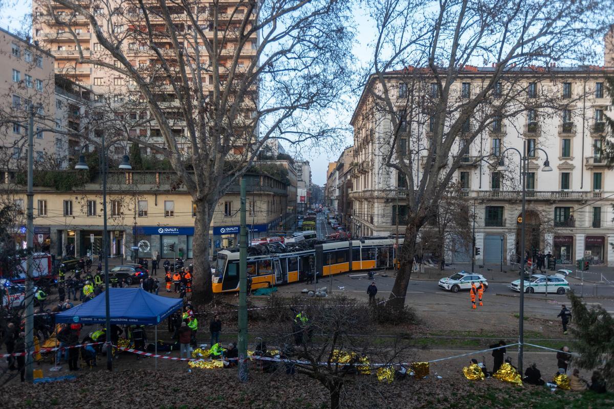 Accidente de tranvía en Milán.