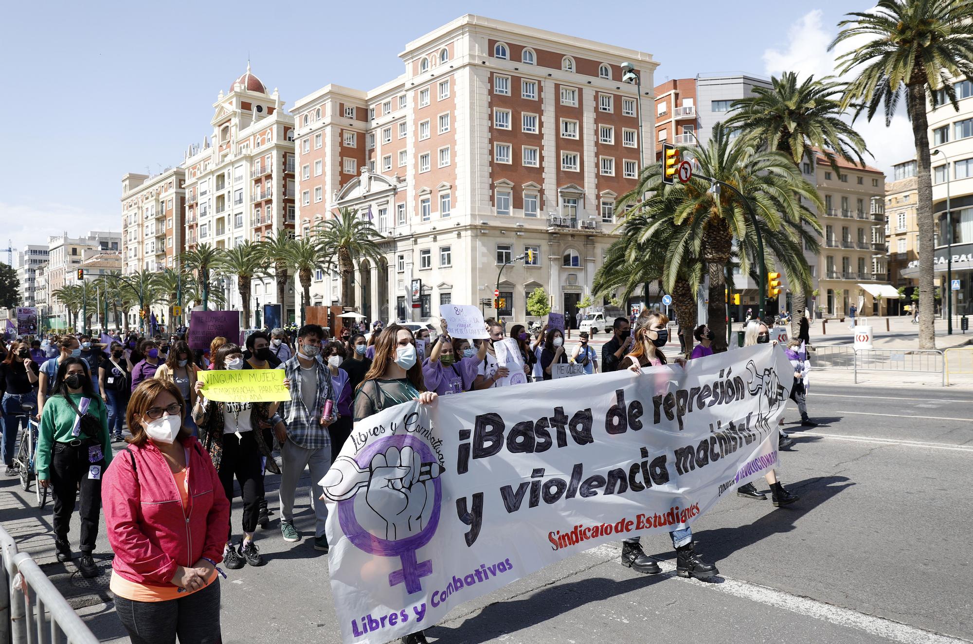 Manifestación por el 8M en las calles del Centro de Málaga