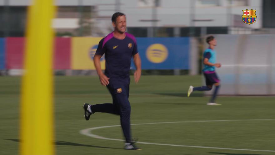 El Barça Atlètic entrena de cara a su estreno en LaLiga contra el Porreres