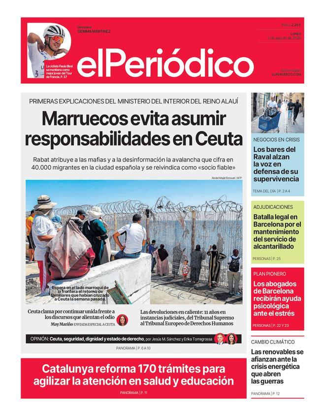 La portada de EL PERIÓDICO del 3 de agosto de 2026