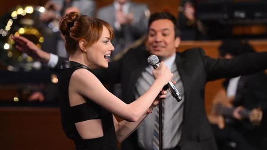 La actriz Emma Stone durante su playback