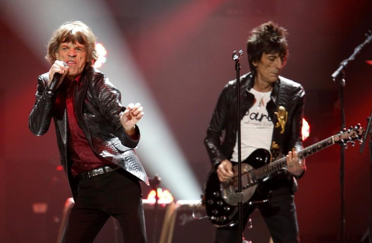 Mick Jagger i Ron Wood, dels Rolling Stones, en directe per ajudar els afectats del ’Sandy’.