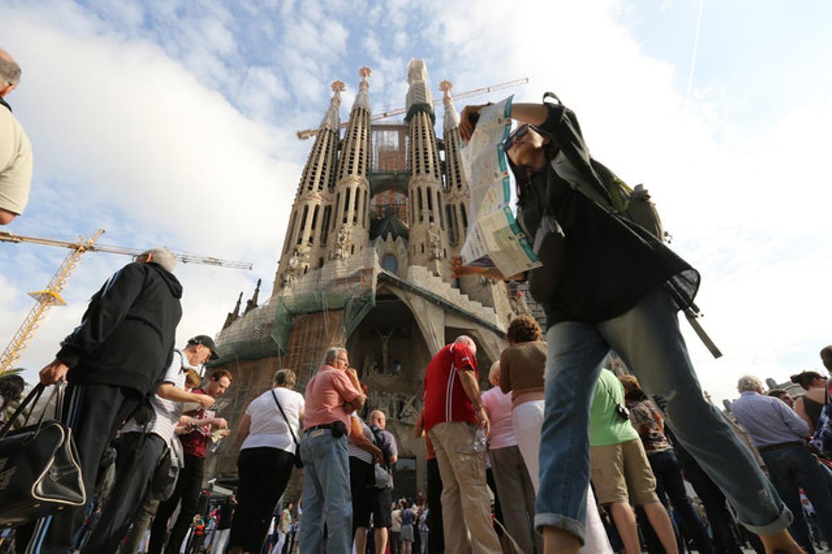 Turistes a la Sagrada Família, el dia 18 d’octubre.