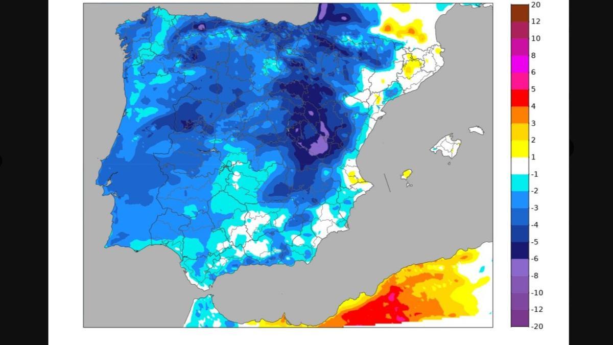 Mapa de precipitaciones hoy en España, según pronóstico de la Aemet.