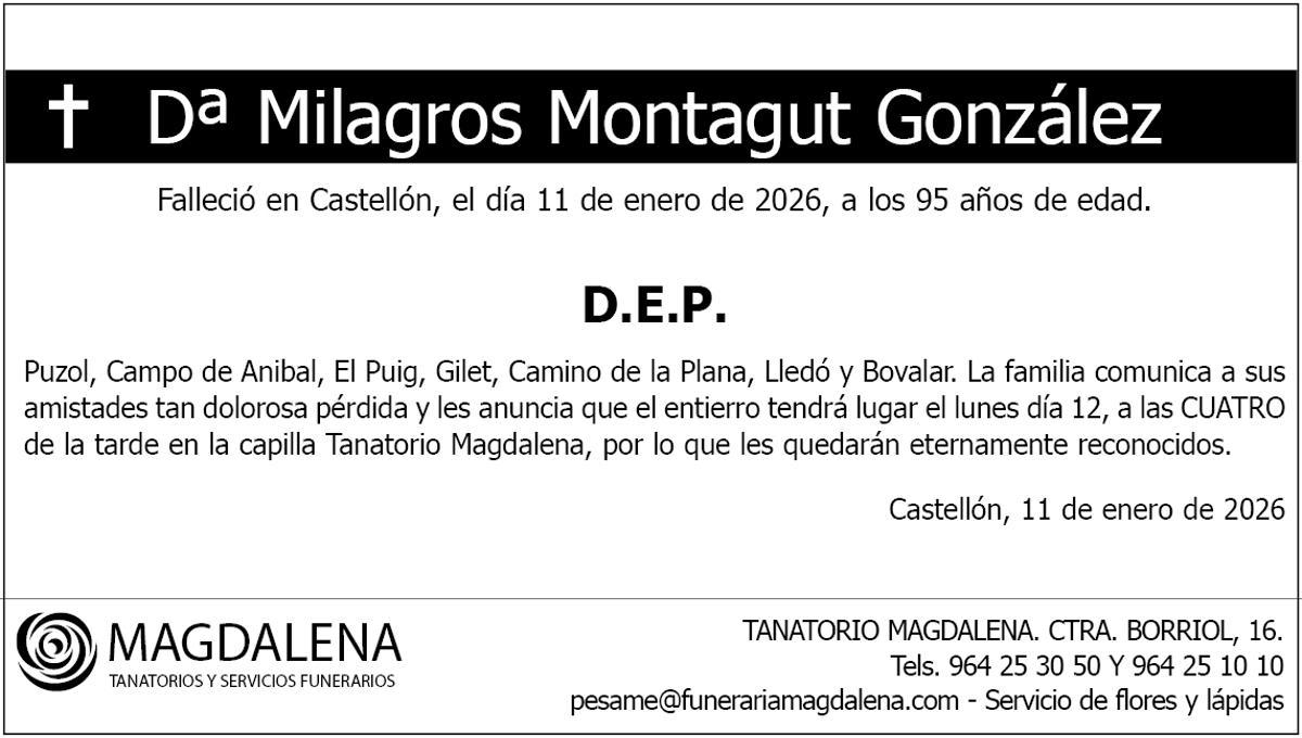 Dª Milagros Montagut González