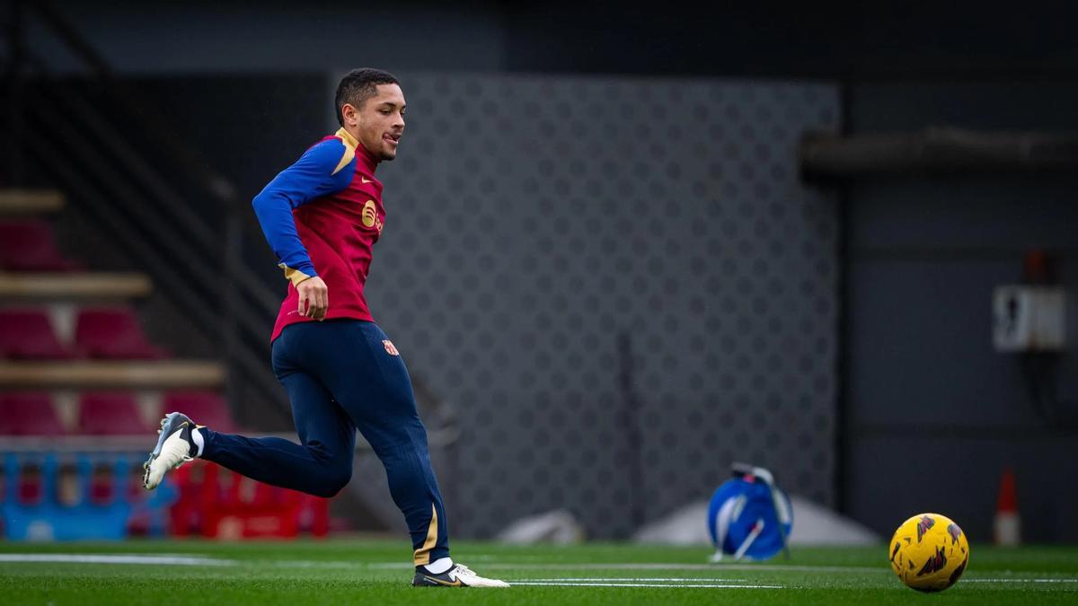 Vitor Roque, en el entrenamiento del viernes.