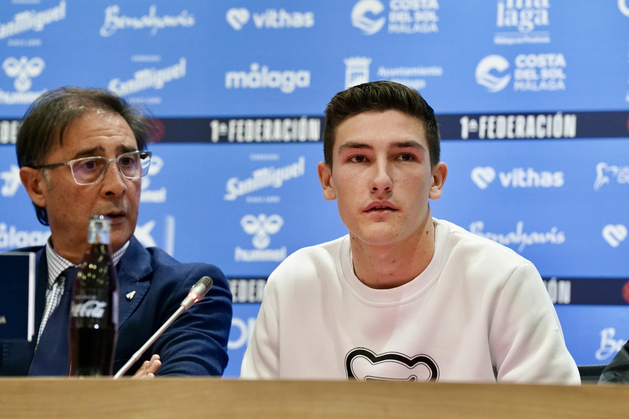 Presentación de Carlos López, Moussa, Murillo, Dani Lorenzo y Haitam, renovados con el Málaga CF