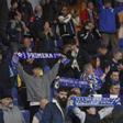 Aficionados del Dépor en Riazor durante el partido ante el Zaragoza