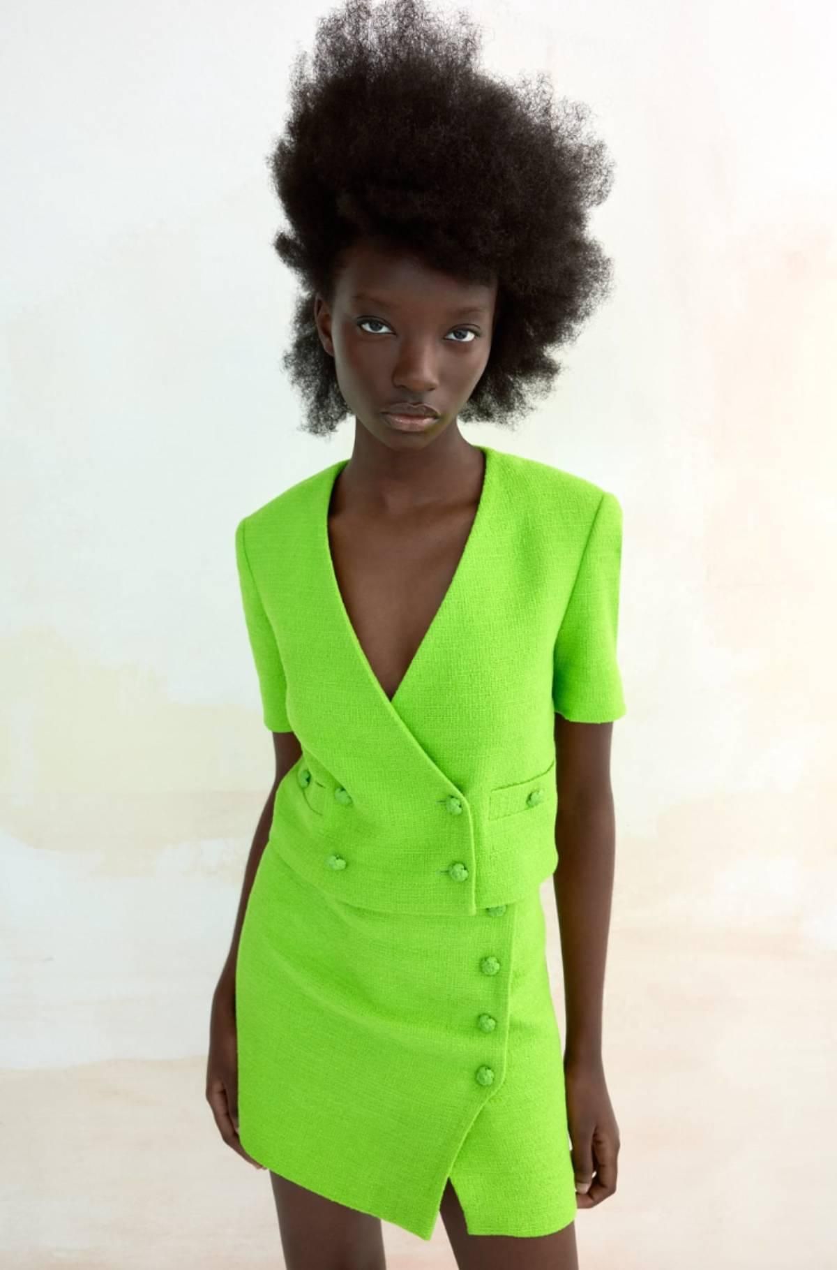 Conjunto de Zara en color verde flúor
