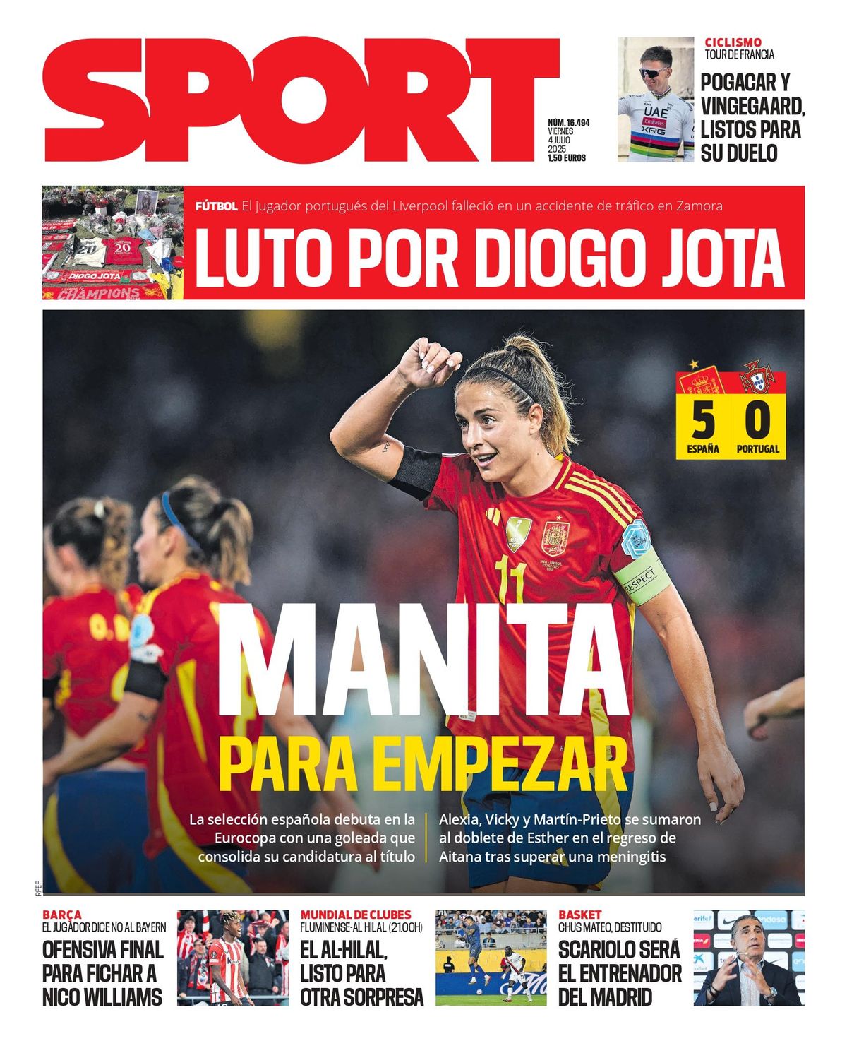 Esta es la portada de SPORT de hoy, viernes 4 de julio