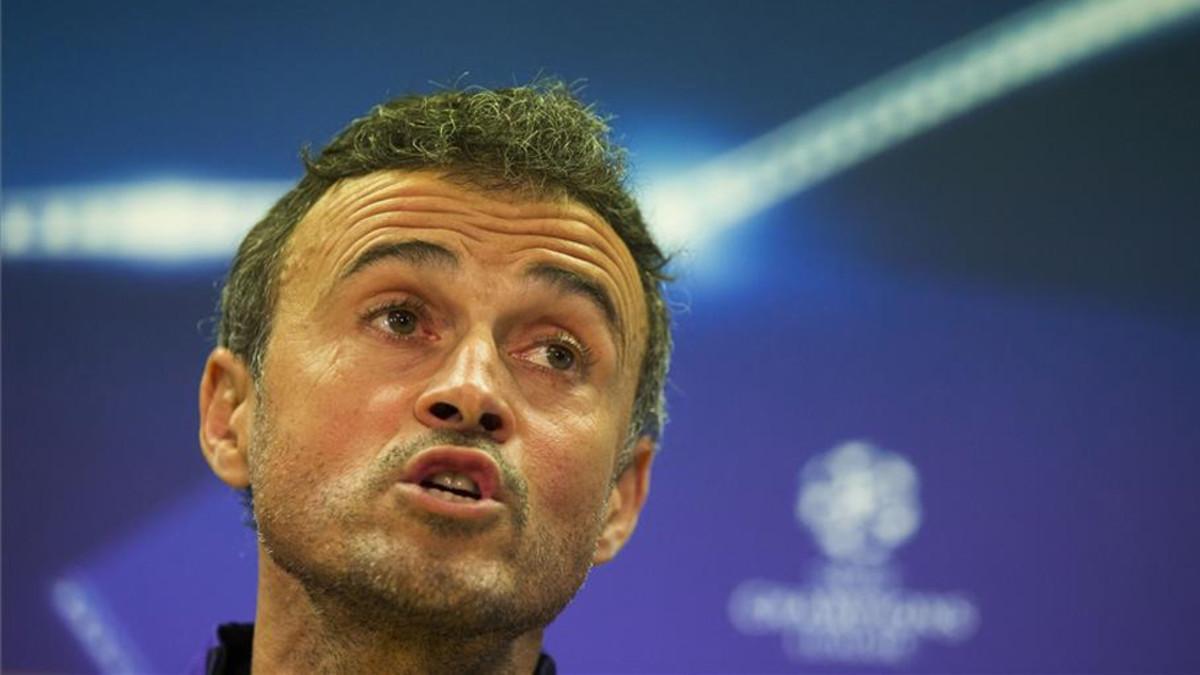 Luis Enrique, en la rueda de prensa previa al Barça-Borussia