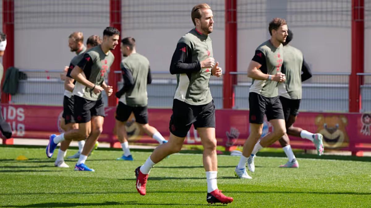 Kane, en el último entrenamiento del Bayern antes de medirse al Madrid