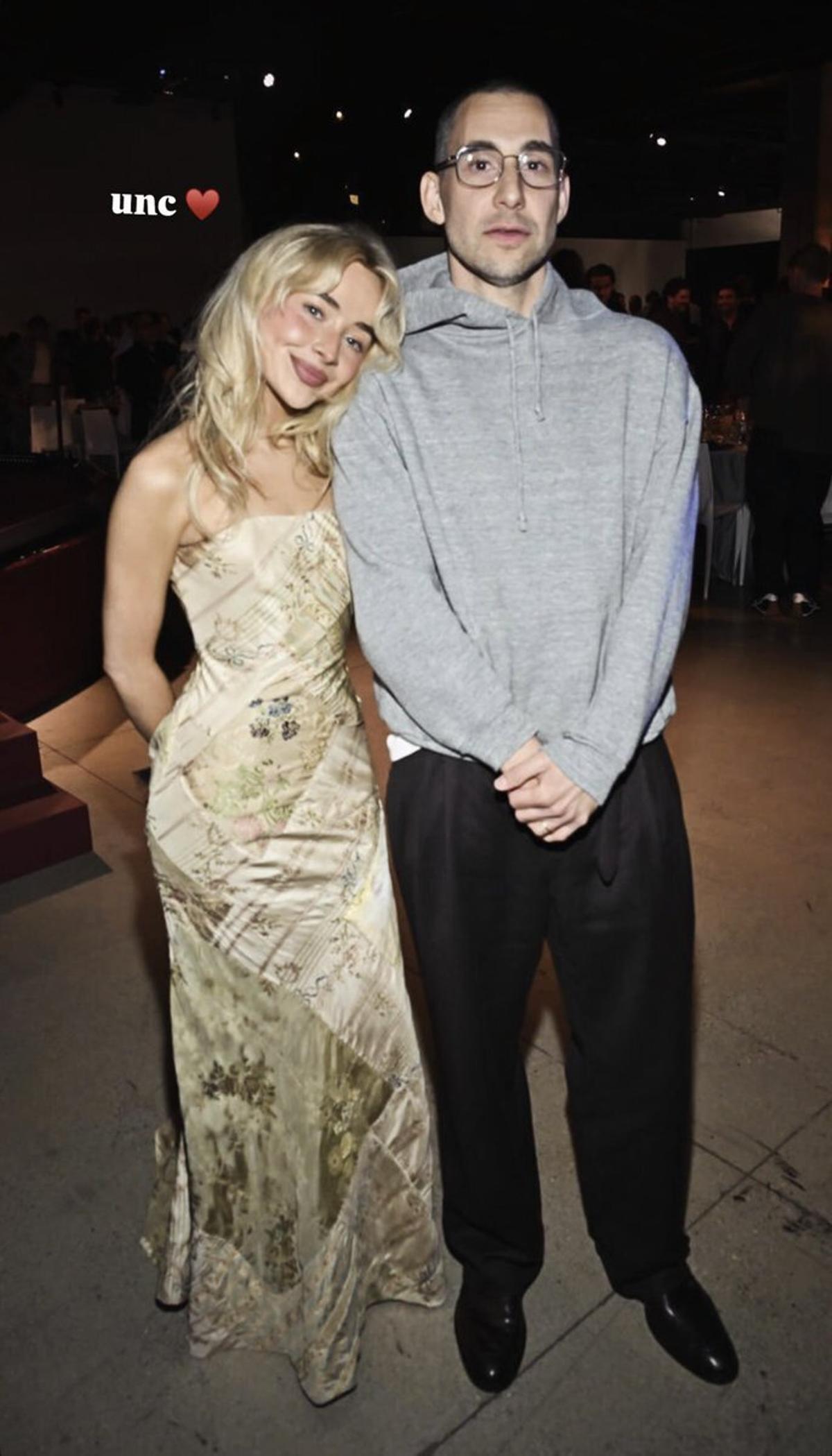 Sabrina Carpenter y Jack Antonoff en la historia de Instagram compartida por la cantante