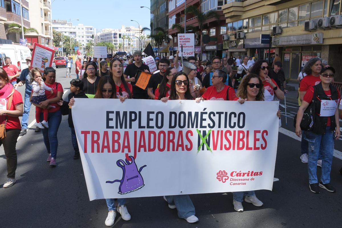 Manifestación por el Día de los Trabajadores en Las Palmas de Gran Canaria