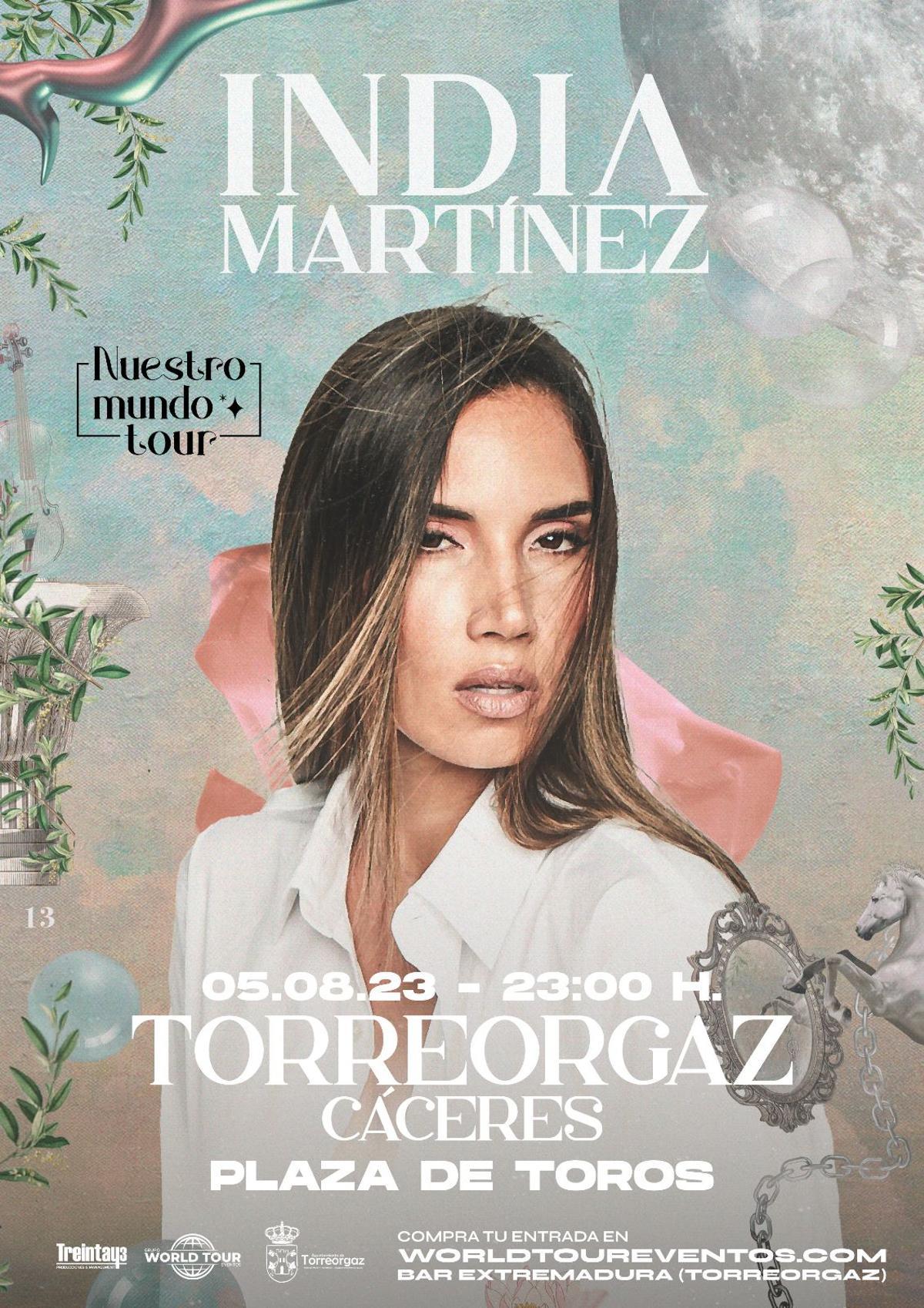 India Martínez actúa en Torreorgaz el  sábado 5 de agosto en la plaza de toros.