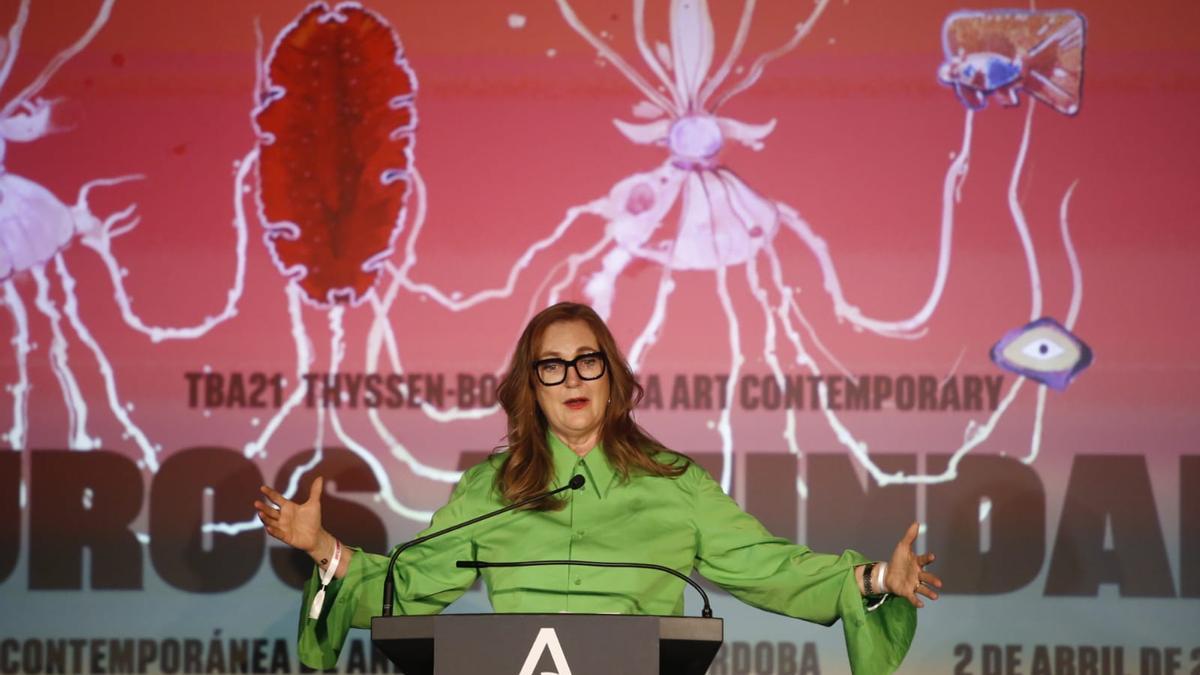 Francesca Thyssen, durante su intervención en la inauguración de &#039;Futuros abundantes&#039;.