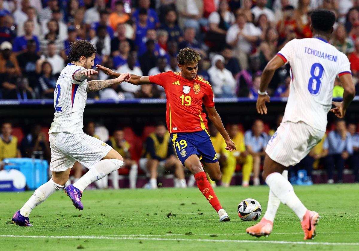 Lamine Yamal, en la seminfinal de la Eurocopa que España jugó contra Francia.