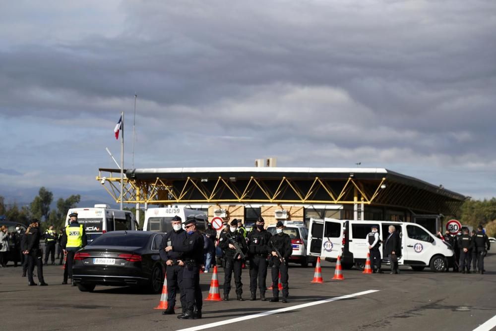 El president de França, Emmanuel Macron, visita el Pertús