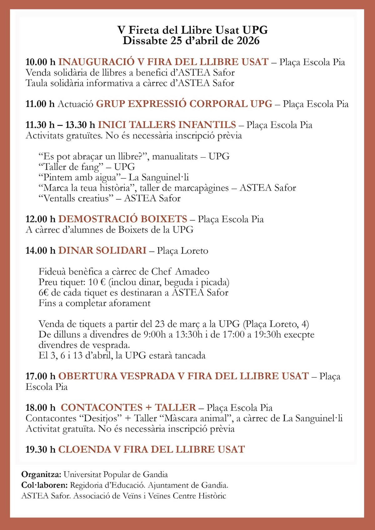 Programa completo de la Fireta del Llibre Usat.