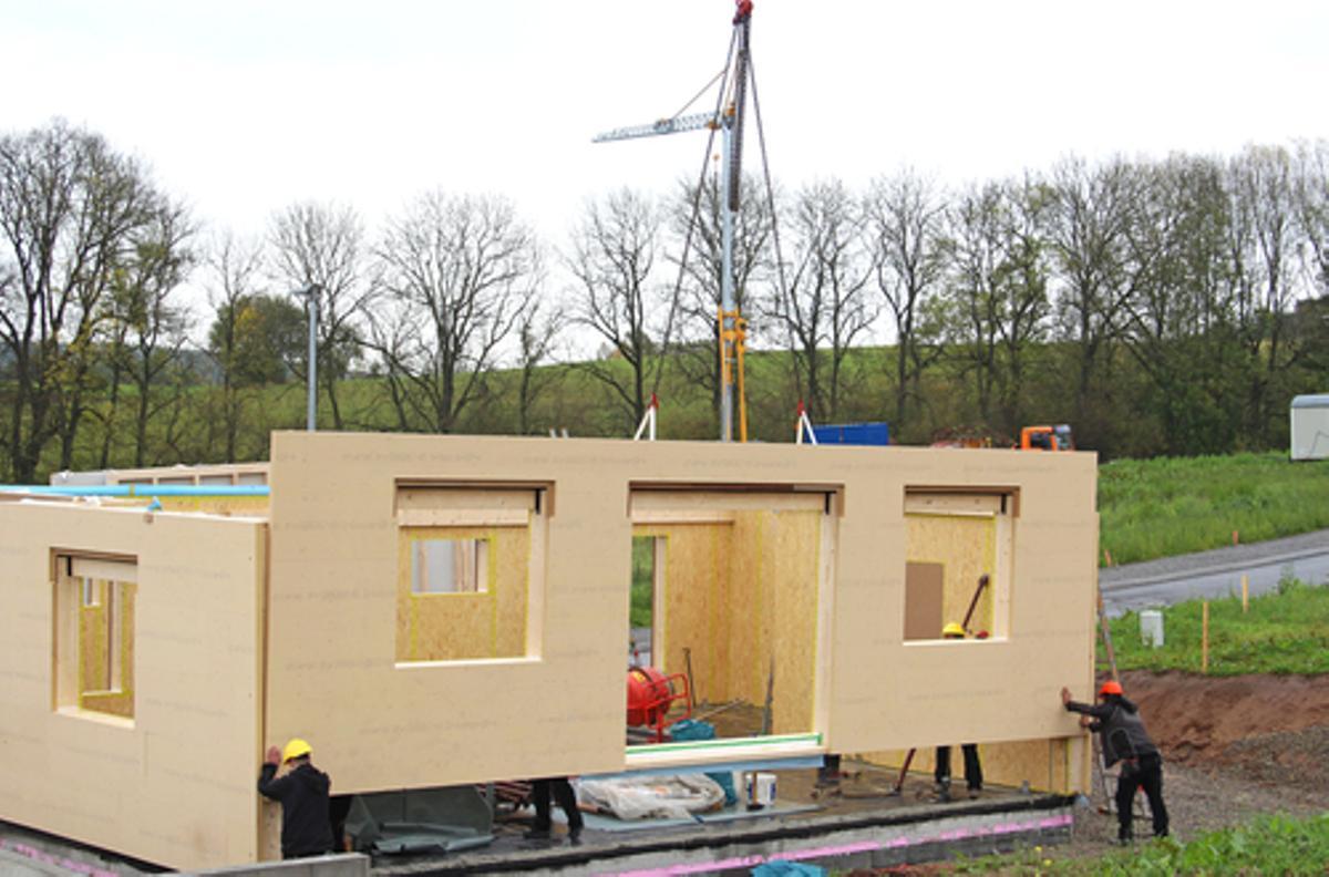 Instalación de una casa prefabricada.