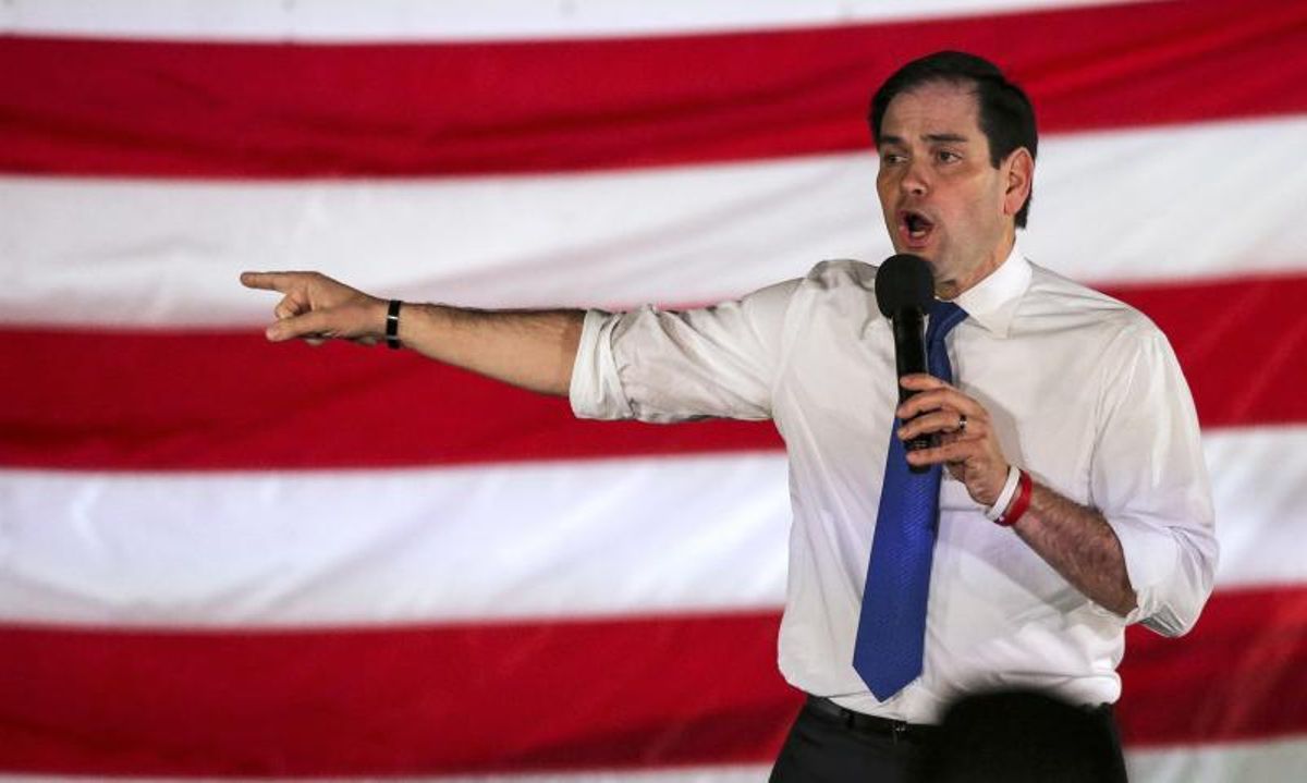 Marco Rubio, secretario de Estado norteamericano, en un mitin como aspirante a senador en Ponte Vedra Beach, Florida.
