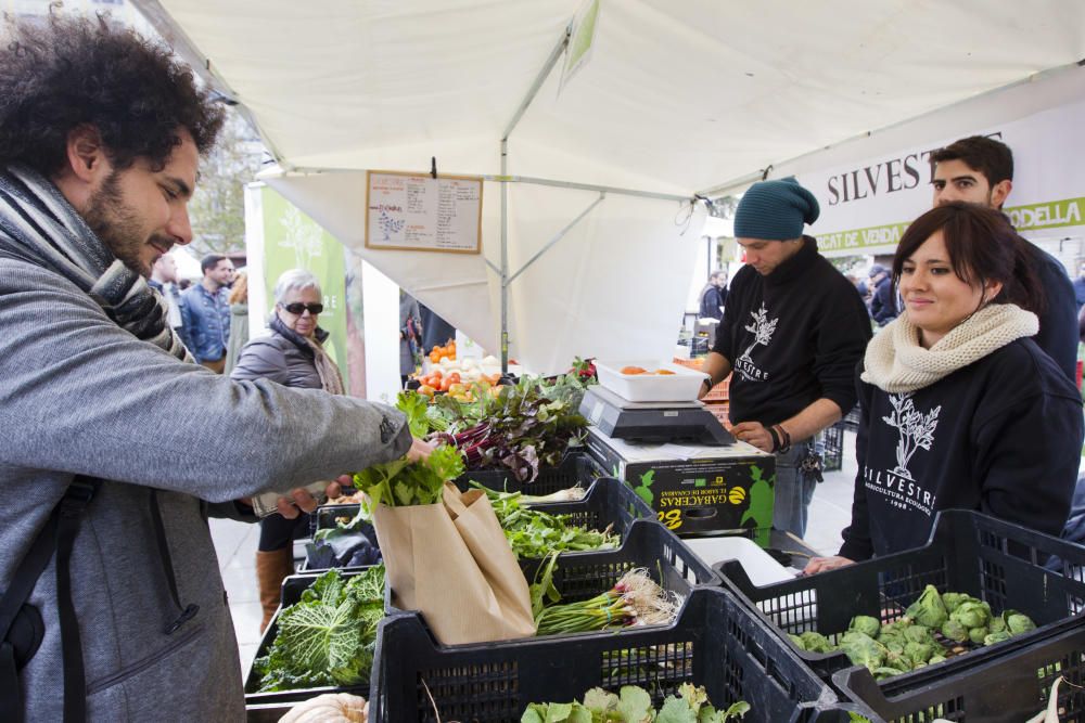 Mercado ecológico en la plaza del Ayuntamiento de Valencia