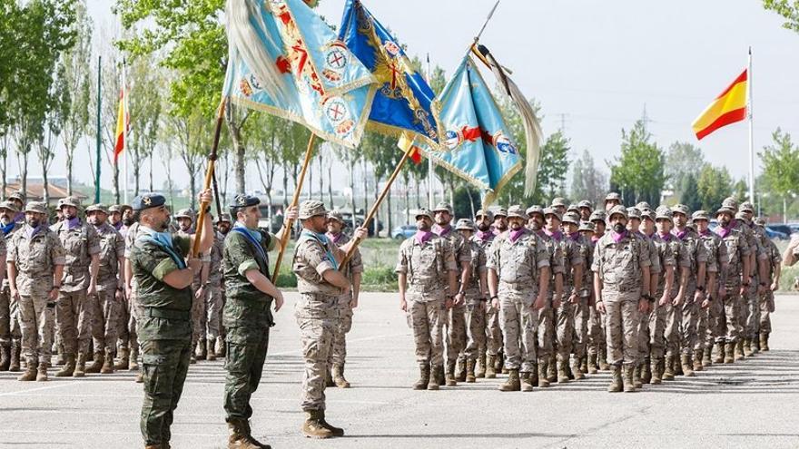 Imagen del acto de despedida en la base de Santovenia de Pisuerga, que también aporta numerosas tropas a esta misión.