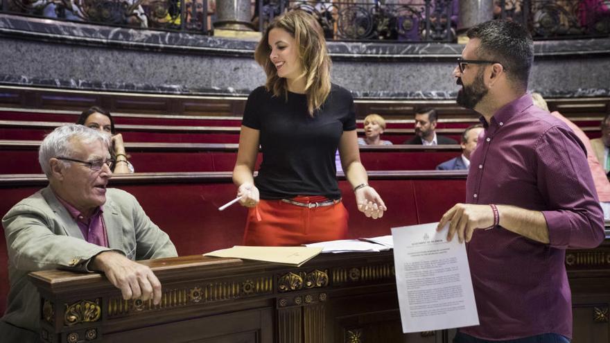 Ribó, Gómez y Fuset, en un pleno municipal.