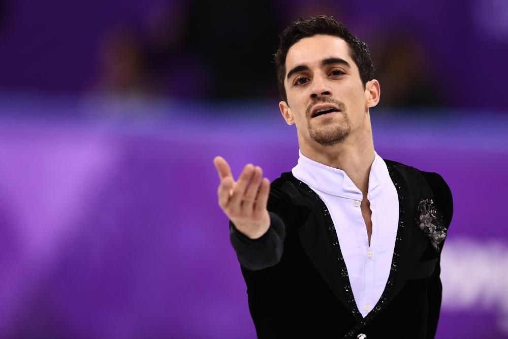 El patinador español Javier Fernández, durante el programa corto en los Juegos de Invierno, en el que ha acabado segundo.