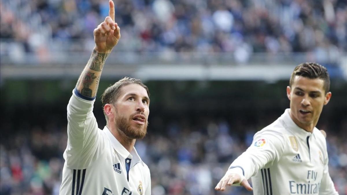 Sergio Ramos marcó dos goles contra el Málaga en enero