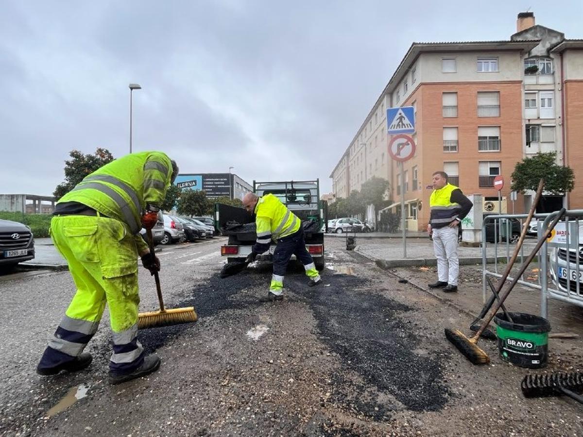 Trabajos de reparación del asfaltado.