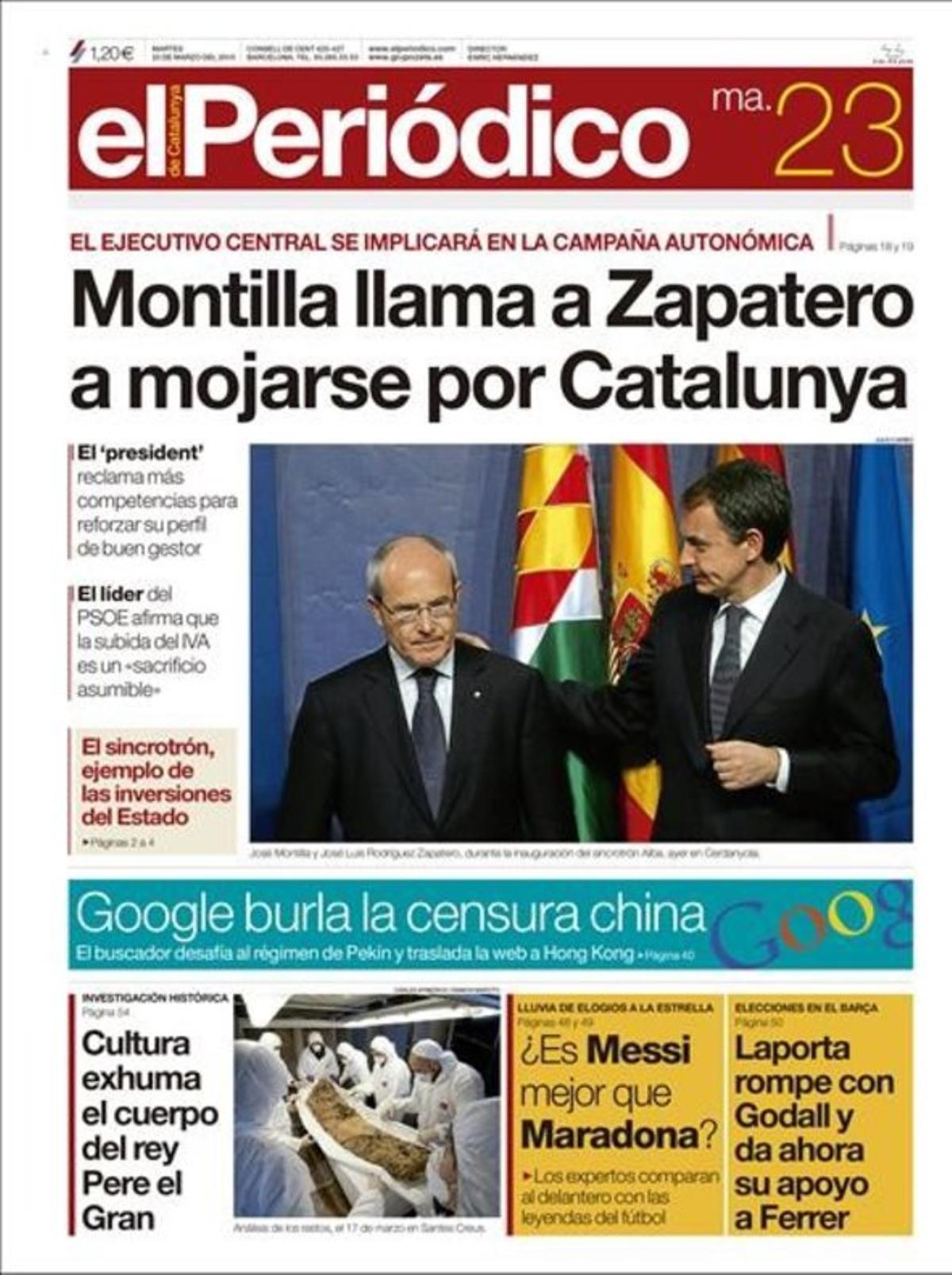 Portada del 23 de marzo del 2010.