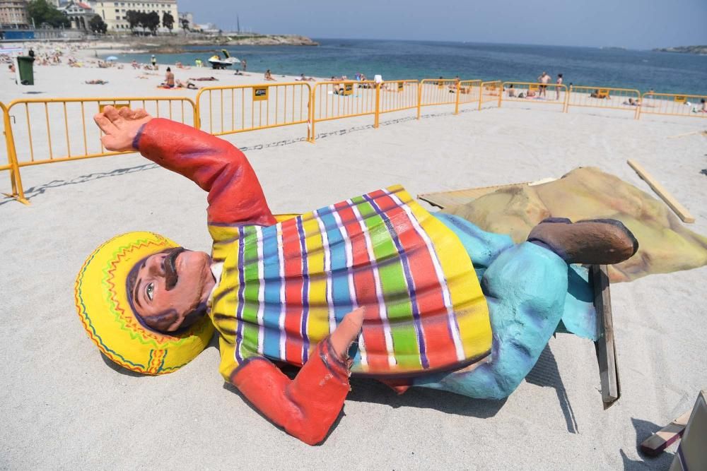 Montaje de la falla de San Juan en Riazor