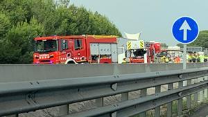 Accidente en la AP7 a la altura del antiguo peaje de Martorell