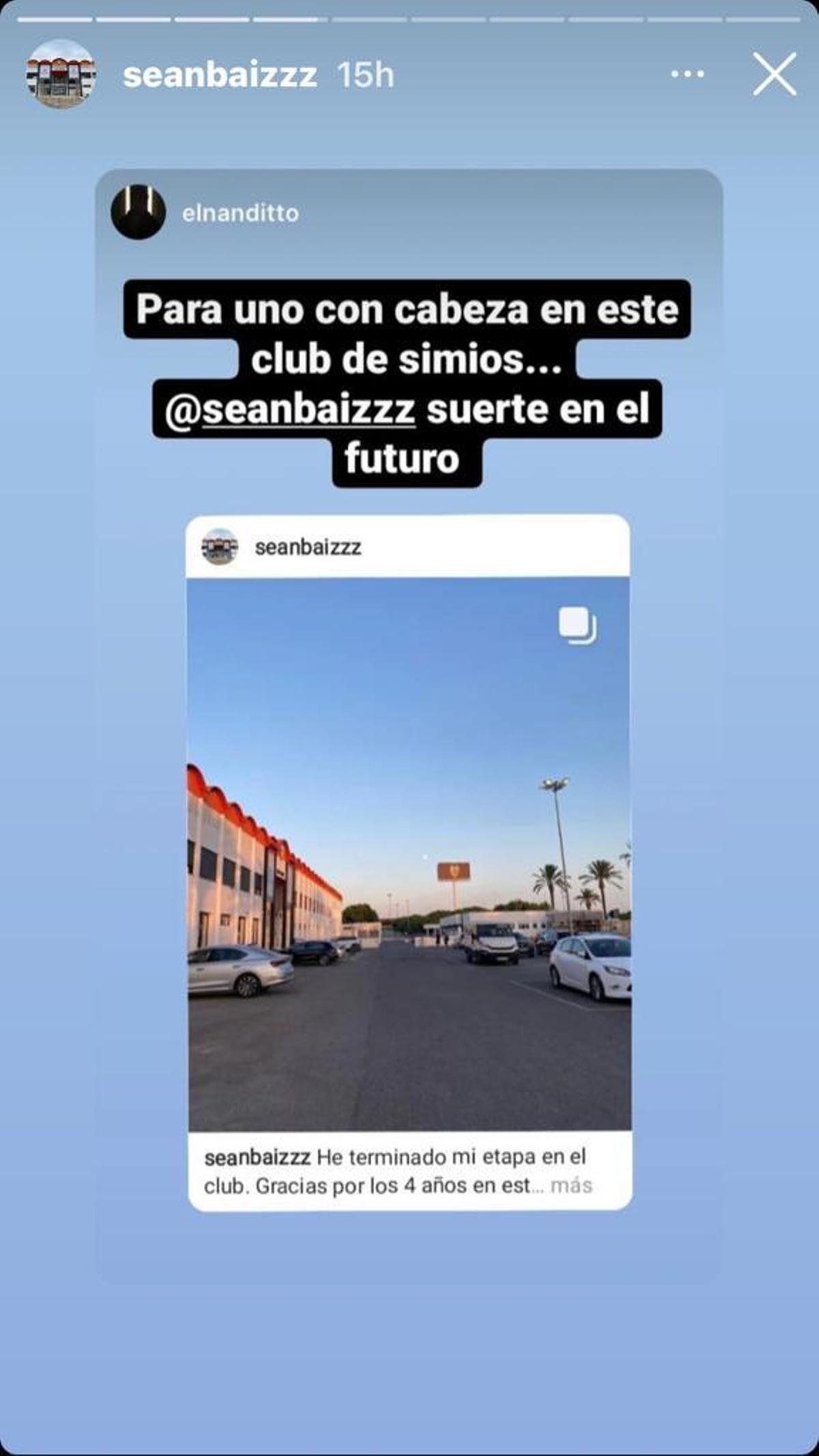 Historia de Instagram compartida por Sean Bai