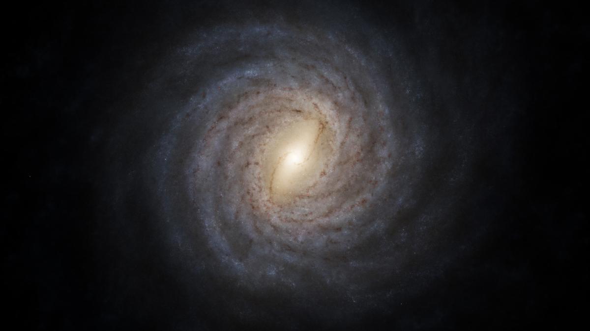 Representación artística de la Vía Láctea vista desde el exterior.