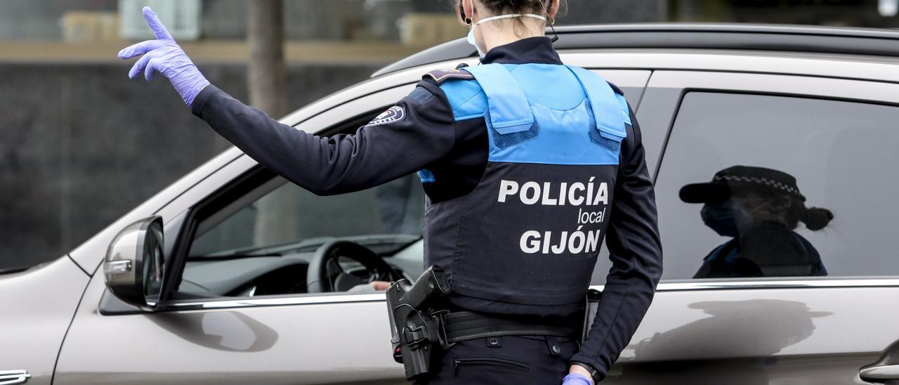 Control policial en Gijón