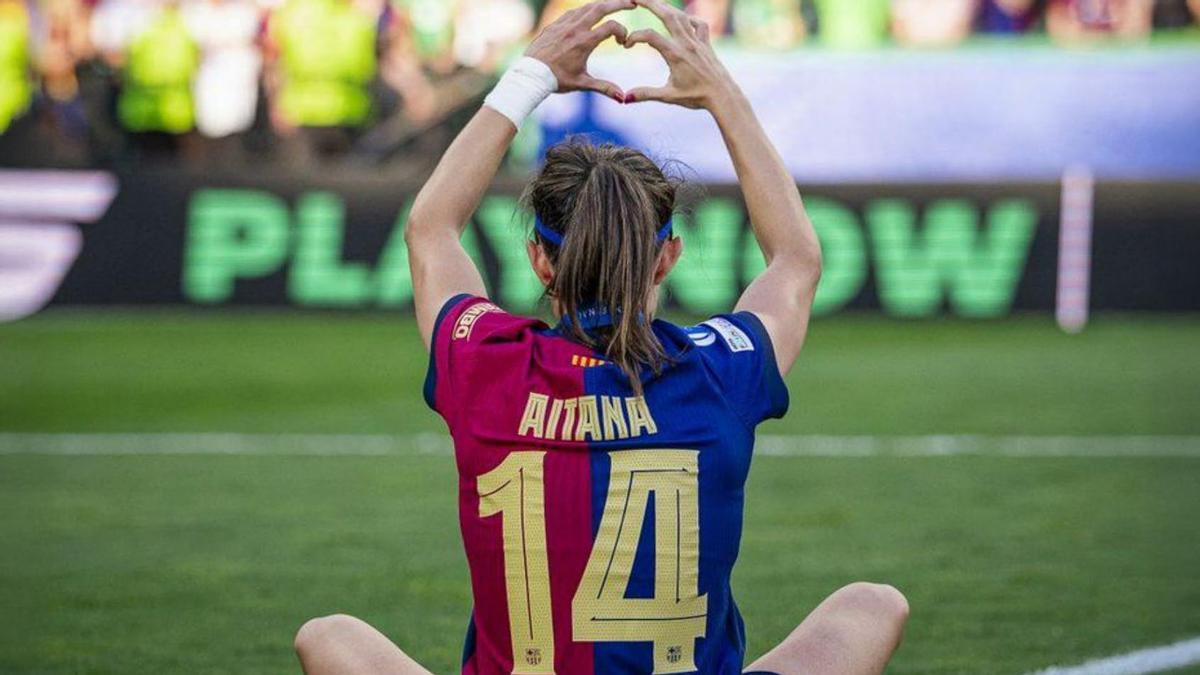 Aitana Bonmatí dibuixa un cor en el José Alvalade de Lisboa. | FCB Aitana Bonmatí dibuixa un cor en el José Alvalade de Lisboa. | FCB