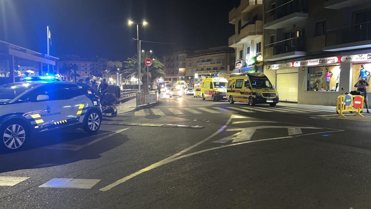 Los recursos durante la intervención de anoche en Arguineguín.