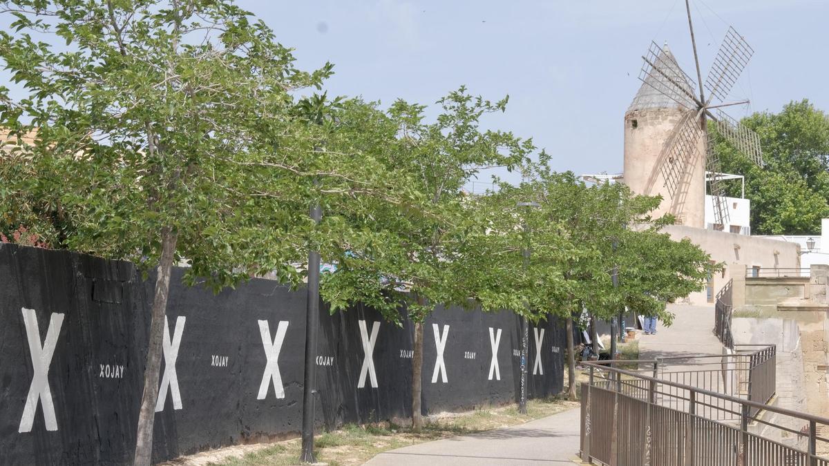 La promotora inmobiliaria Xojay, que construirá en el solar del Mar i Terra 62 viviendas, ha borrado el enorme grafiti de es Jonquet y tomado posesión del terreno